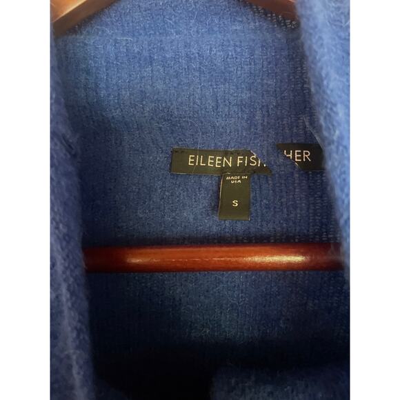 EILEEN FISHER Colorblock Cardigan BABY ALPACA Merino Wool Blue Gray Size Small S - Picture 2 of 6